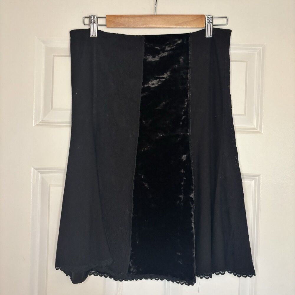 Y2K Speechless, Black, Paneled Skirt Multiple Textures, Velvet Lace, Sz M